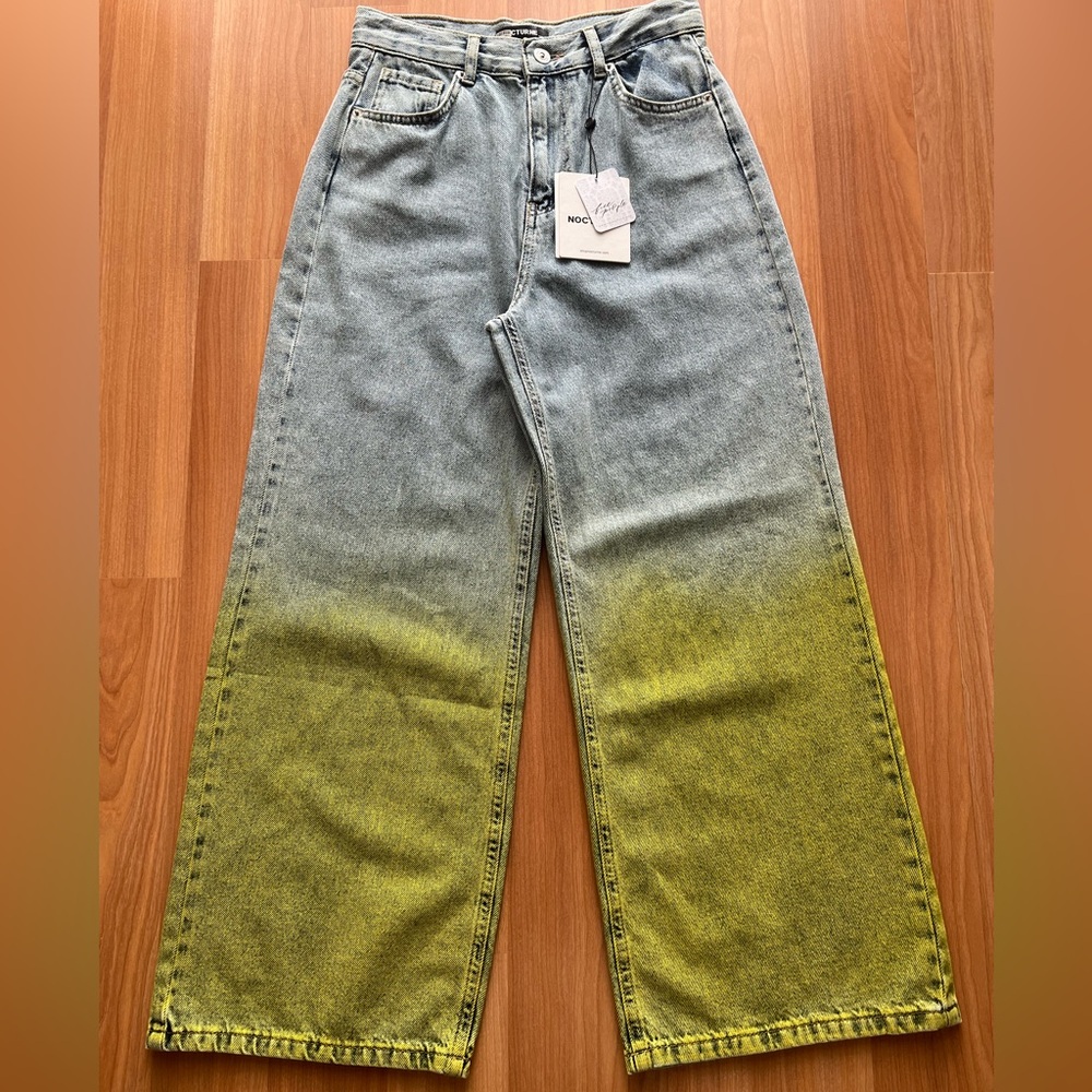 Nocturne Green Ombre Wide Leg Jeans Size S EU 36 NWT - Picture 9 of 15